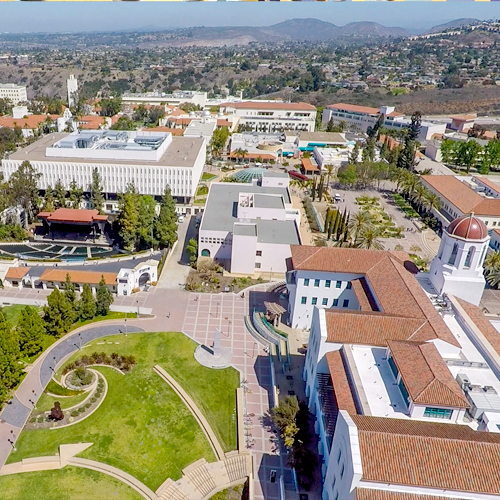 aerial shot of campus