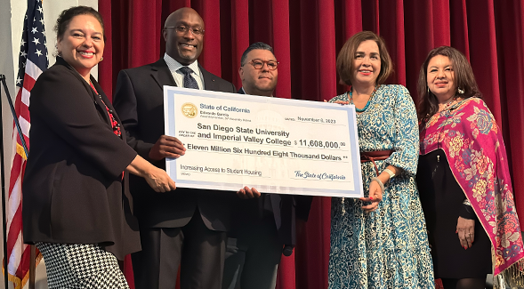 From left: SDSU Imperial Valley Dean Gina Nuñez-Mchiri, IVC President Lennor Johnson, Assemblymember Eduardo Garcia, SDSU President Adela De la Torre and IVC Board Clerk Isabel Solis